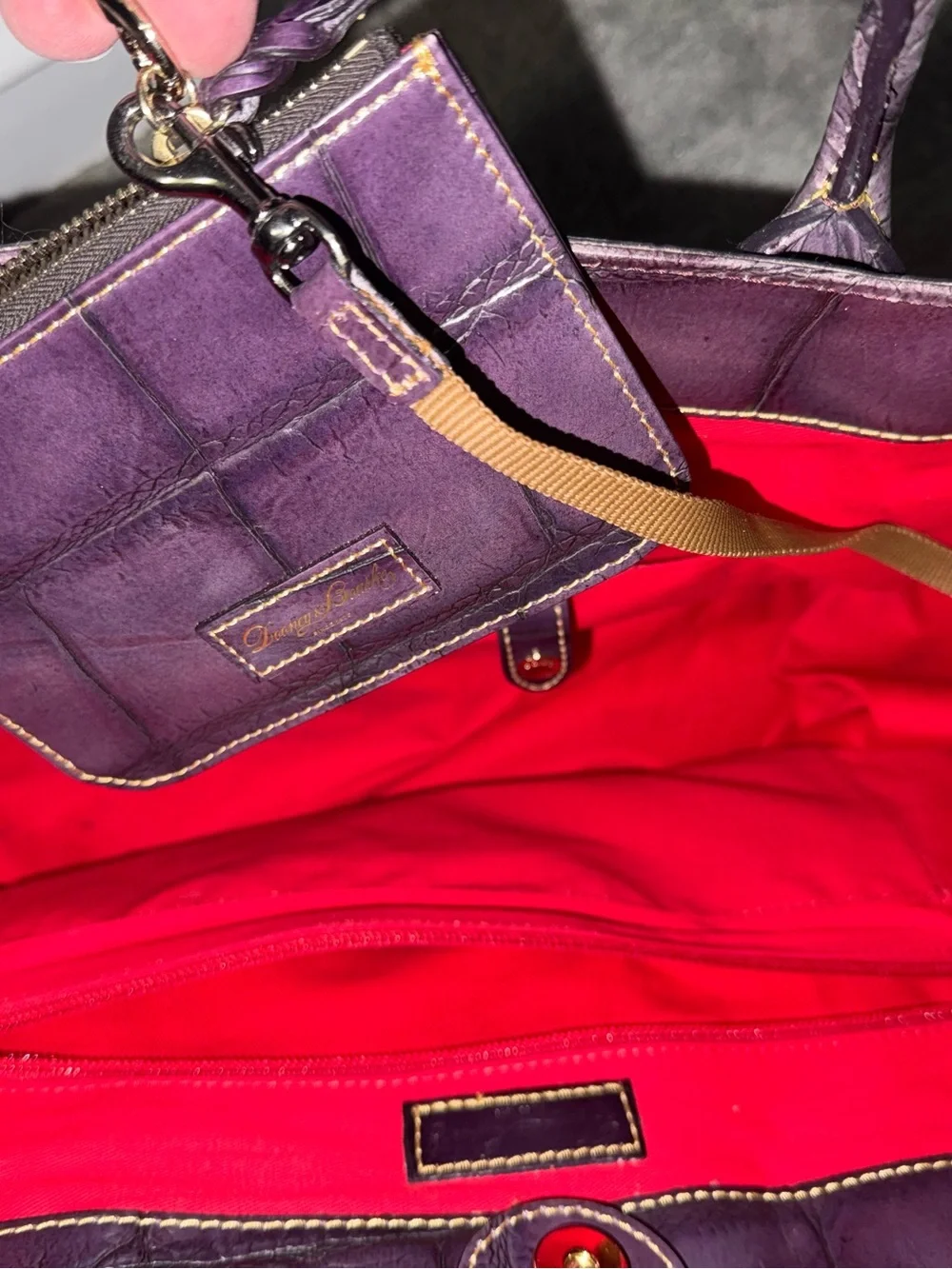 Dooney & Bourke Purple Croc-Embossed Tote Bag